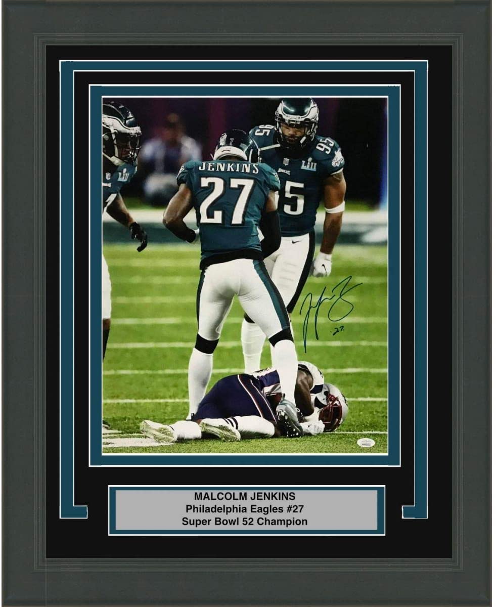 Framed Autographed/Signed Malcolm Jenkins Philadelphia Eagles Super Bowl LII 52 Hit Champions 16x20 Football Photo JSA COA #1