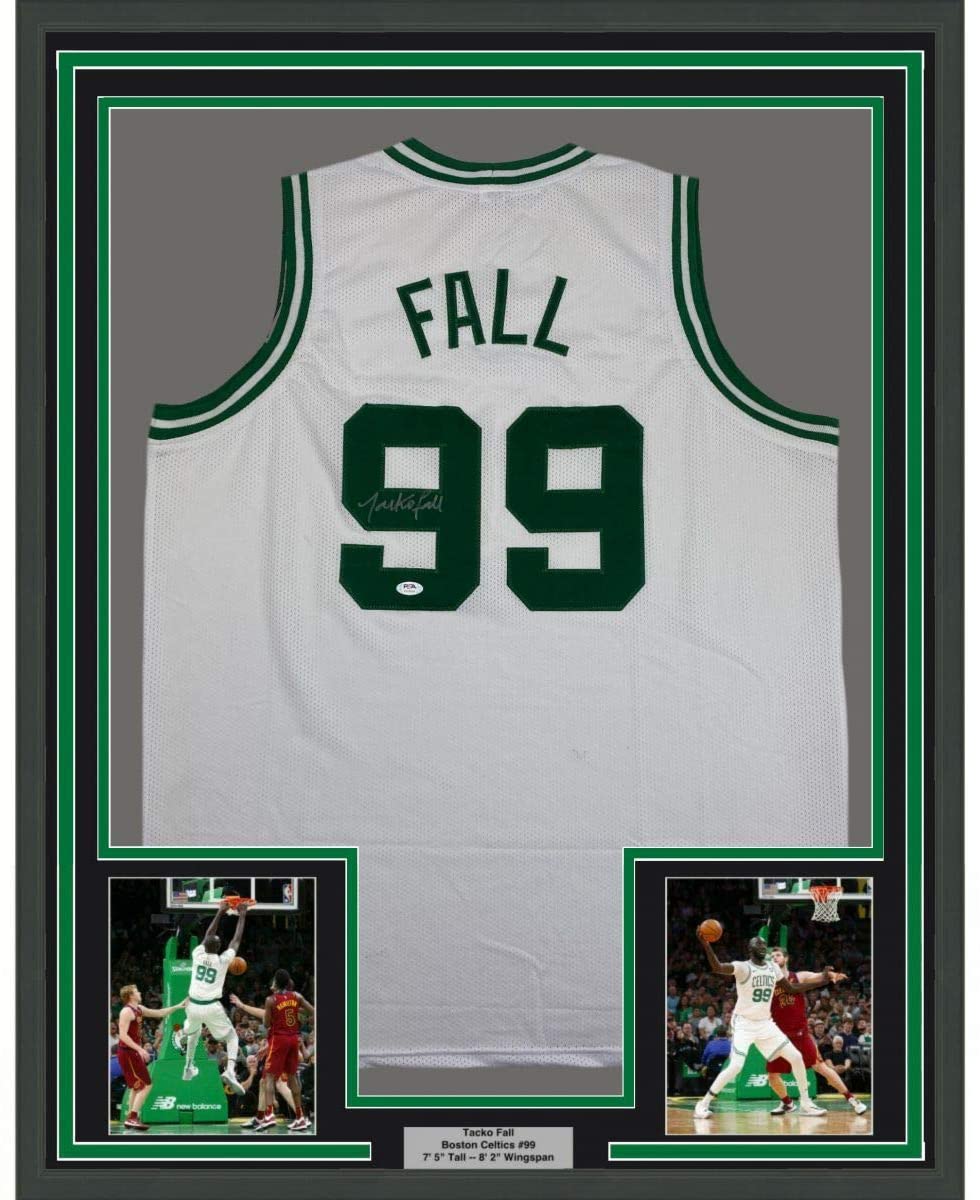 Framed Autographed/Signed Tacko Fall 35x39 Boston White Basketball Jersey PSA/DNA COA