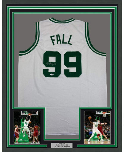 Framed Autographed/Signed Tacko Fall 35x39 Boston White Basketball Jersey PSA/DNA COA