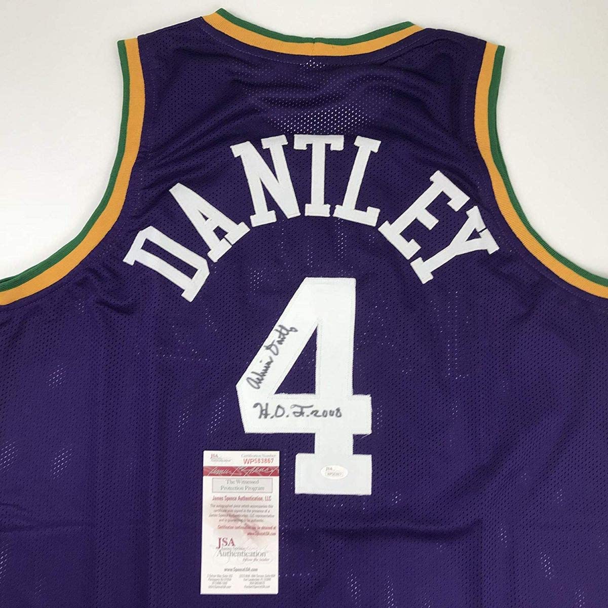 Autographed/Signed Adrian Dantley"HOF 2008" Utah Purple Basketball Jersey JSA COA