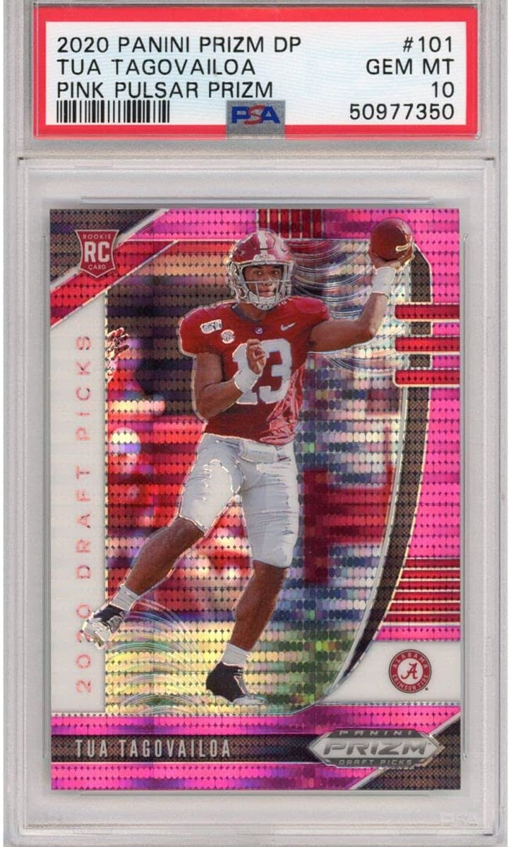 Graded 2020 Panini Prizm Draft Picks DP Tua Tagovailoa #101 Pink Pulsar Rookie RC Football Card PSA 10 Gem Mint
