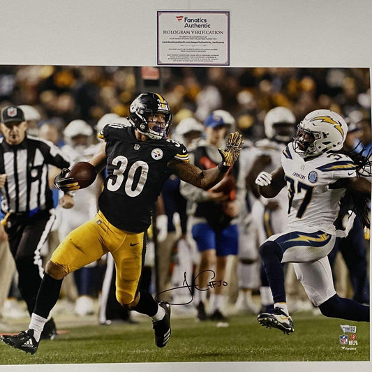 Autographed/Signed James Conner Pittsburgh Steelers 16x20 Football Photo Fanatics COA