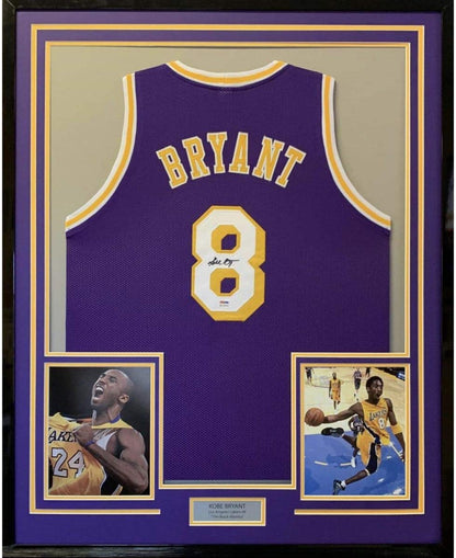 Framed Autographed/Signed Kobe Bryant 35x39 Los Angeles LA Purple Basketball Jersey PSA/DNA COA