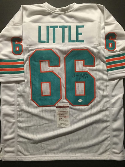 Autographed/Signed Larry Little"HOF 93" Miami White Football Jersey JSA COA