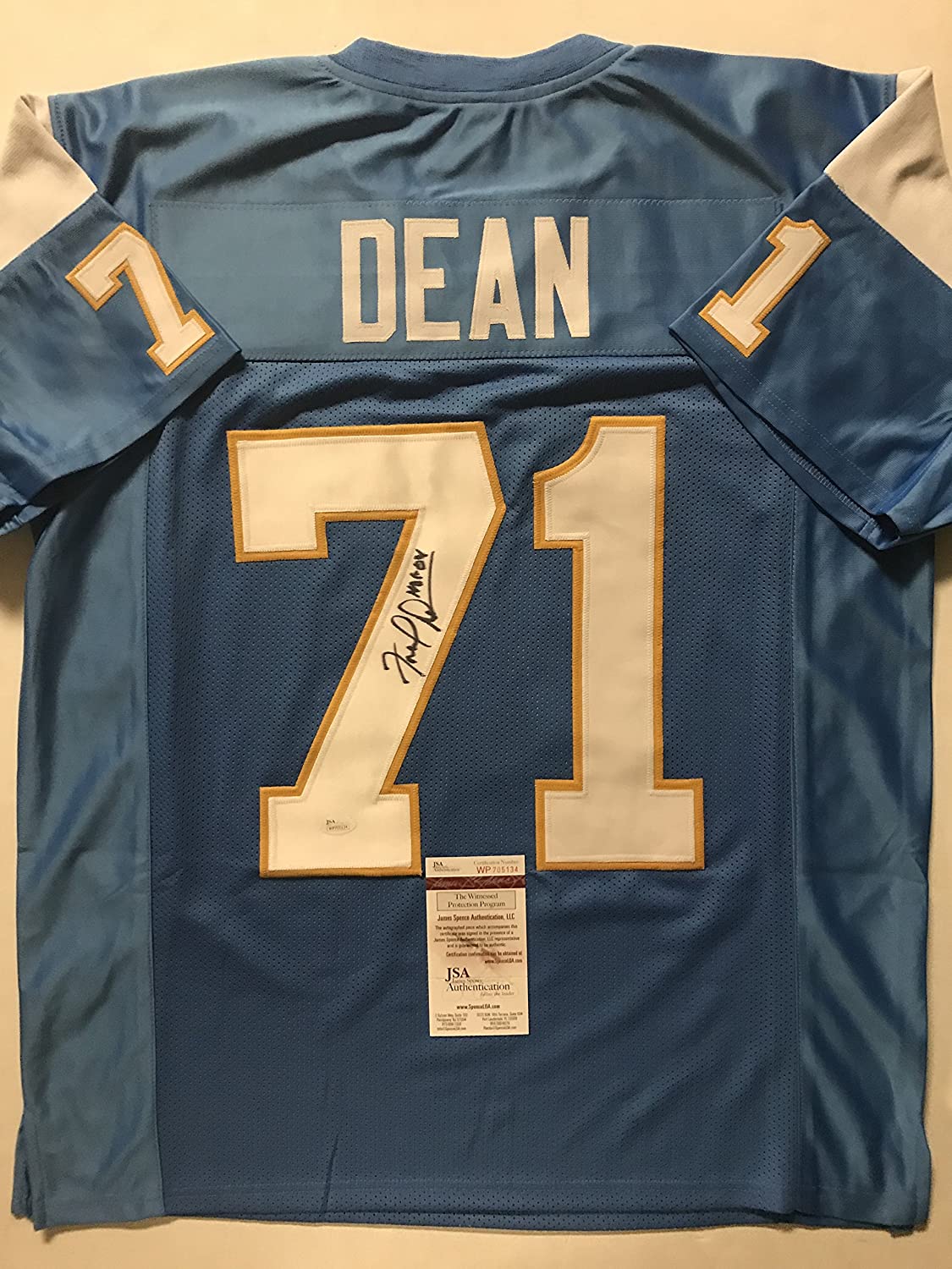 Autographed/Signed Fred Dean"HOF 08" San Diego Powder Blue Football Jersey JSA COA