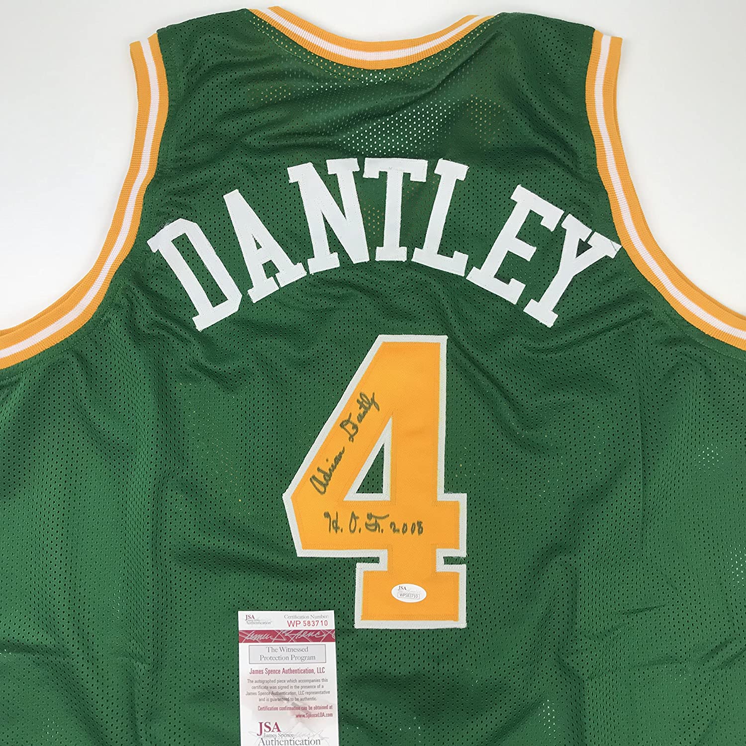 Autographed/Signed Adrian Dantley"HOF 2008" Utah Green Basketball Jersey JSA COA