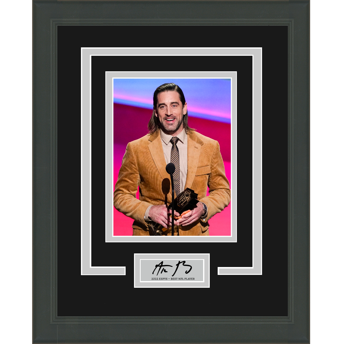 Framed Aaron Rodgers Facsimile Laser Engraved Signature Auto 11x14 ESPYS Photo
