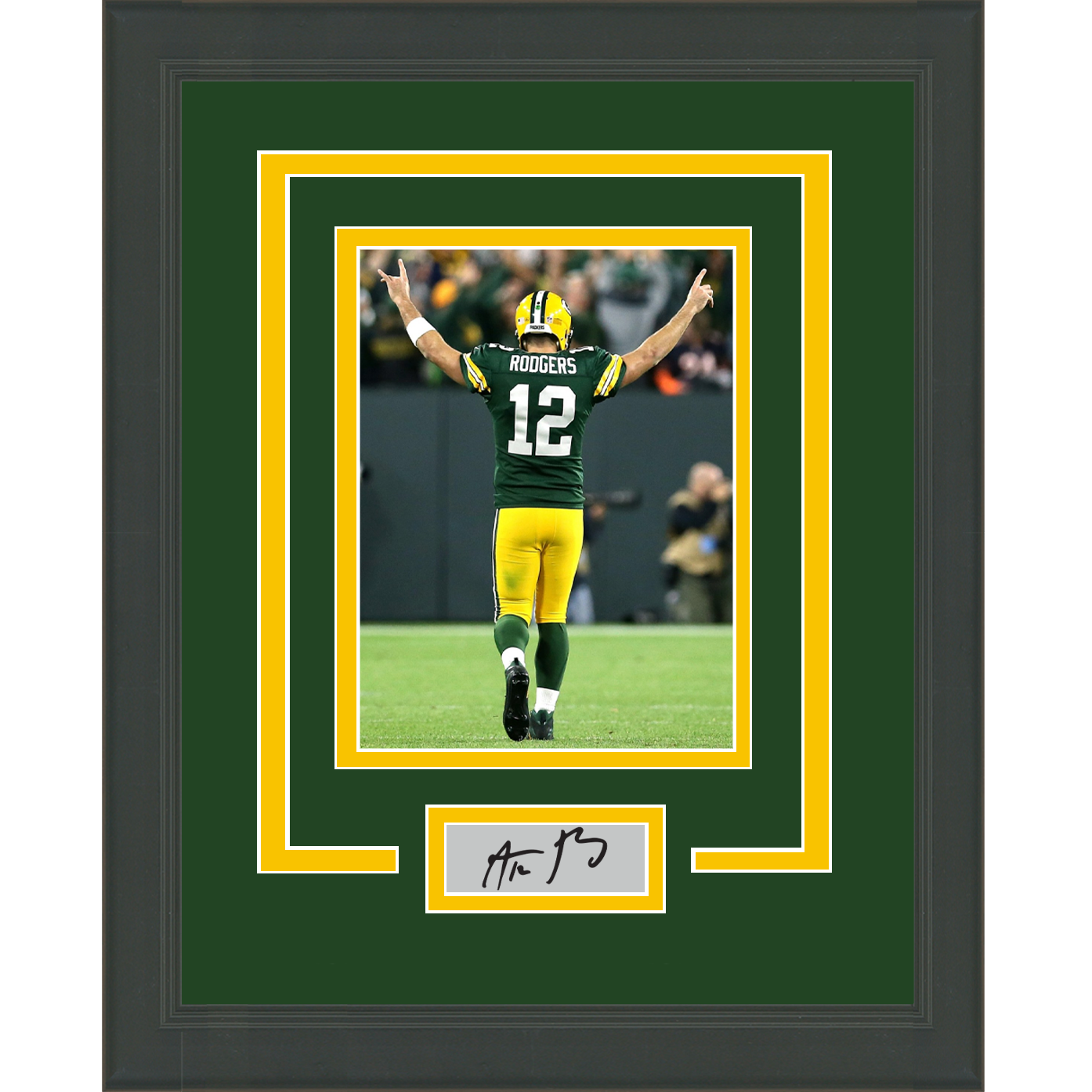 Framed Aaron Rodgers Facsimile Laser Engraved Signature Auto Green Bay Packers 11x14 Football Photo