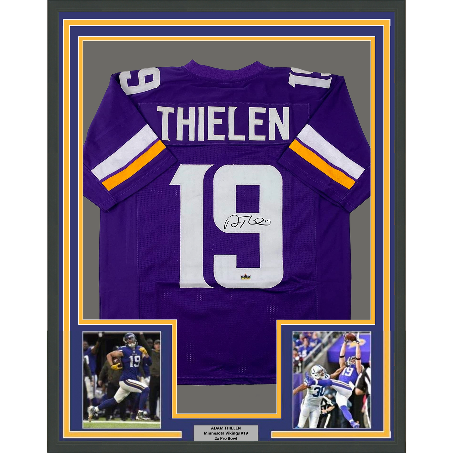 Framed Facsimile Autographed Adam Thielen 35x39 Minnesota Purple Reprint Laser Auto Football Jersey
