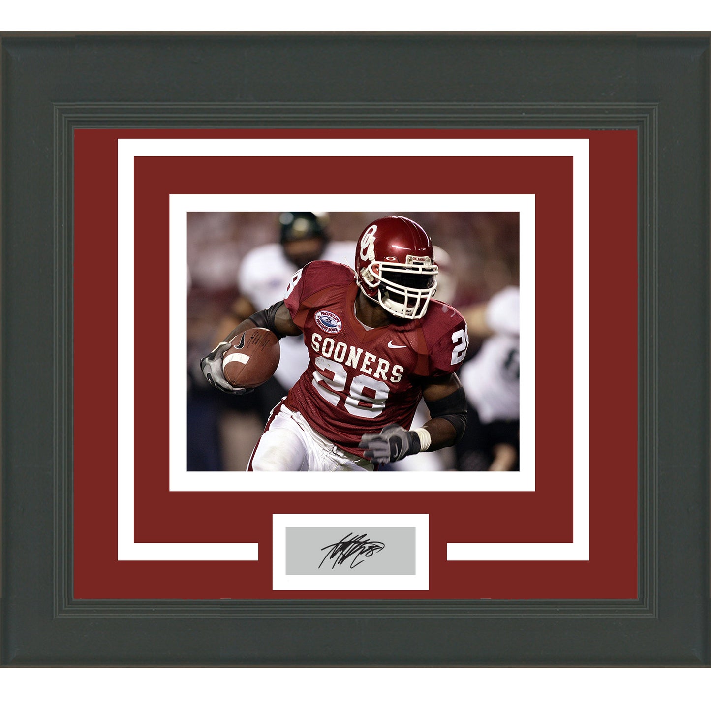 Framed Adrian Peterson Facsimile Laser Engraved Signature Auto Oklahoma Sooners 11x14 Football Photo