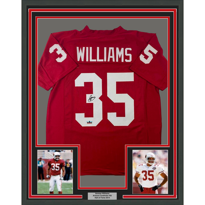 Framed Facsimile Autographed Aeneas Williams 35x39 Arizona Red Reprint Laser Auto Football Jersey Size Men's XL