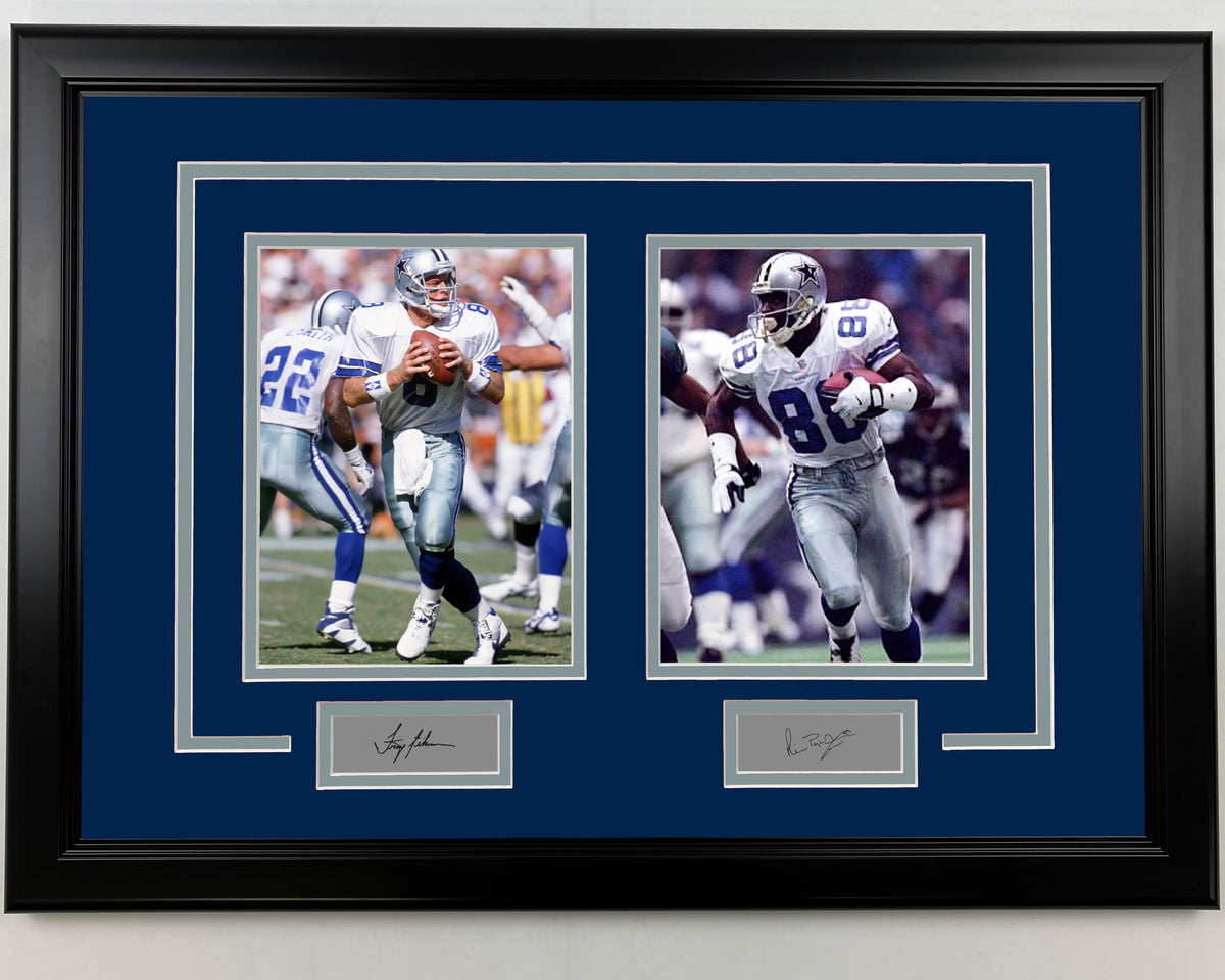 Framed Troy Aikman and Michael Irvin Dallas Cowboys 17x23 Dual Football Photo