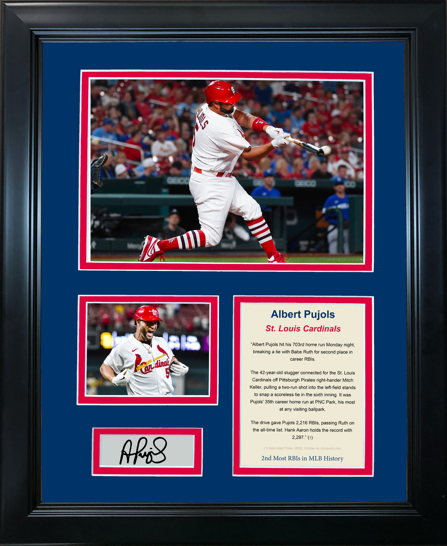 Framed Albert Pujols 2nd Most RBIs in MLB History Facsimile Laser Engraved Signature Auto St. Louis Cardinals Baseball 11"x14"Photo Sig Collage