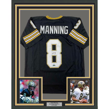 Framed Facsimile Autographed Archie Manning 35x39 New Orleans Black Reprint Laser Auto Football Jersey