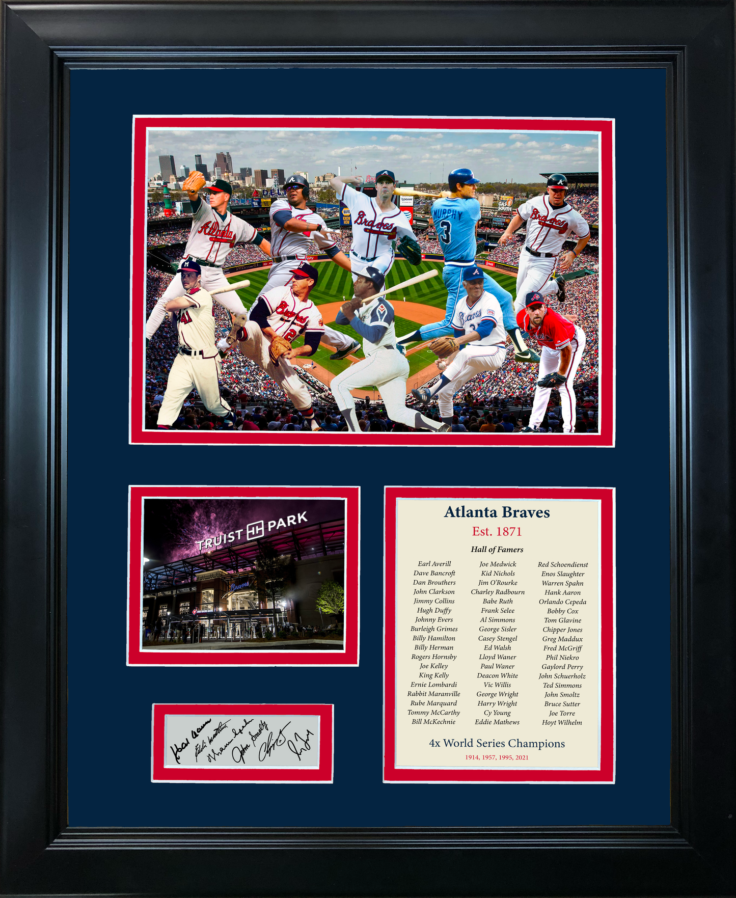 Framed Atlanta Braves All-Time Greats Facsimile Laser Engraved Signature Auto 11"x14"Baseball Photo Sig Collage