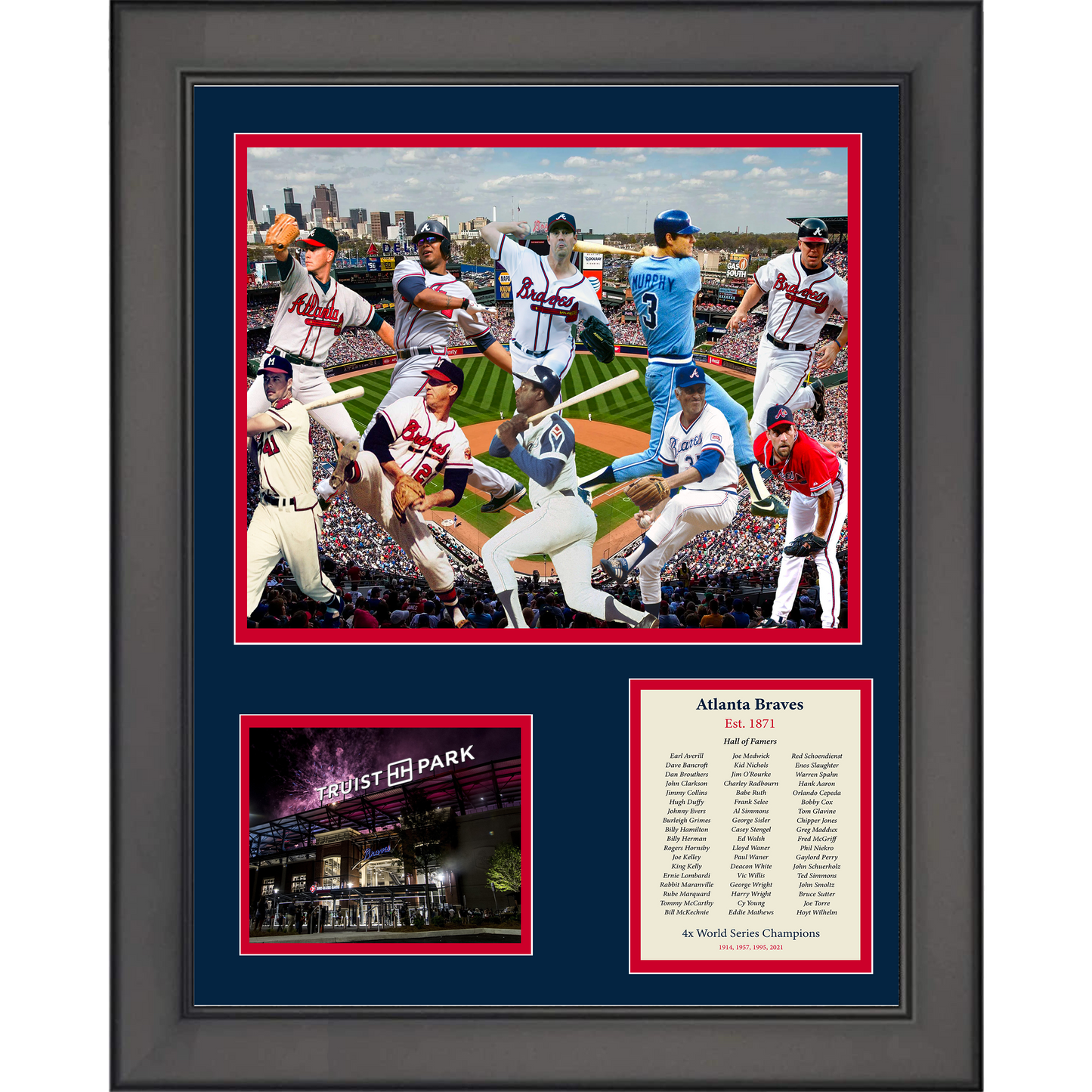 Framed Atlanta Braves All-Time Greats 11"x14" Baseball Three Photo Collage