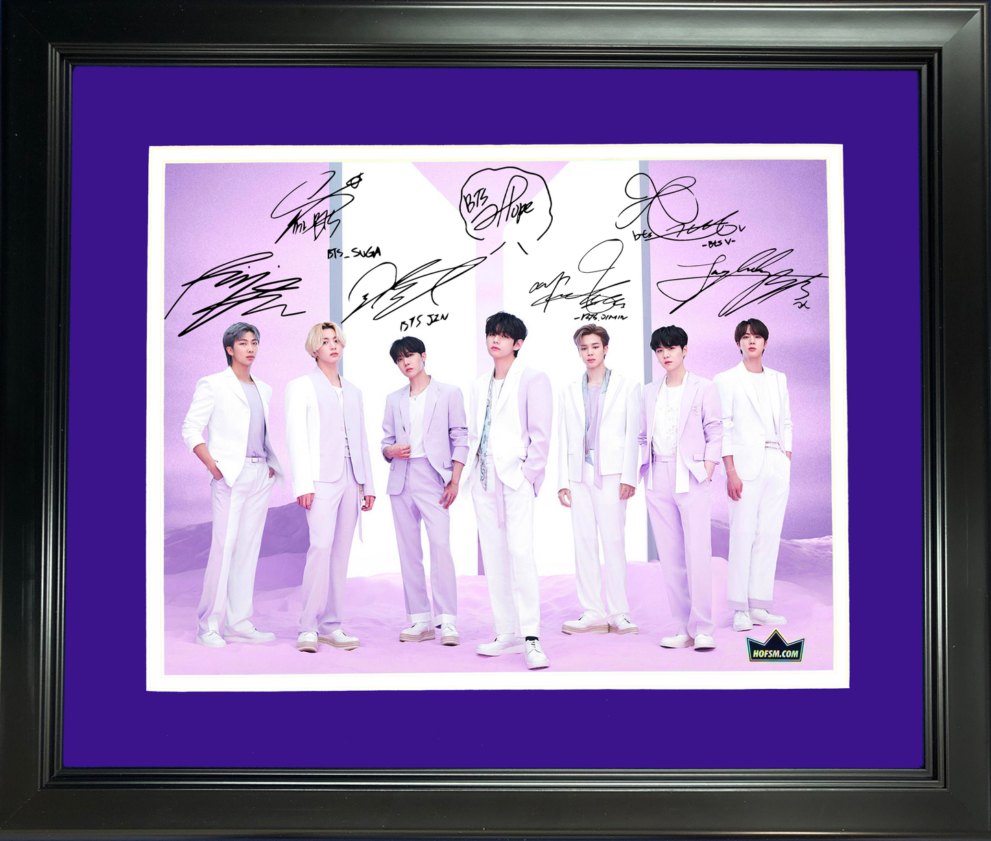 Framed BTS Bangtan Boys Laser Engraved Facsimile Autographs The Best Album 11"x14" Music Photo HOFSM Holo