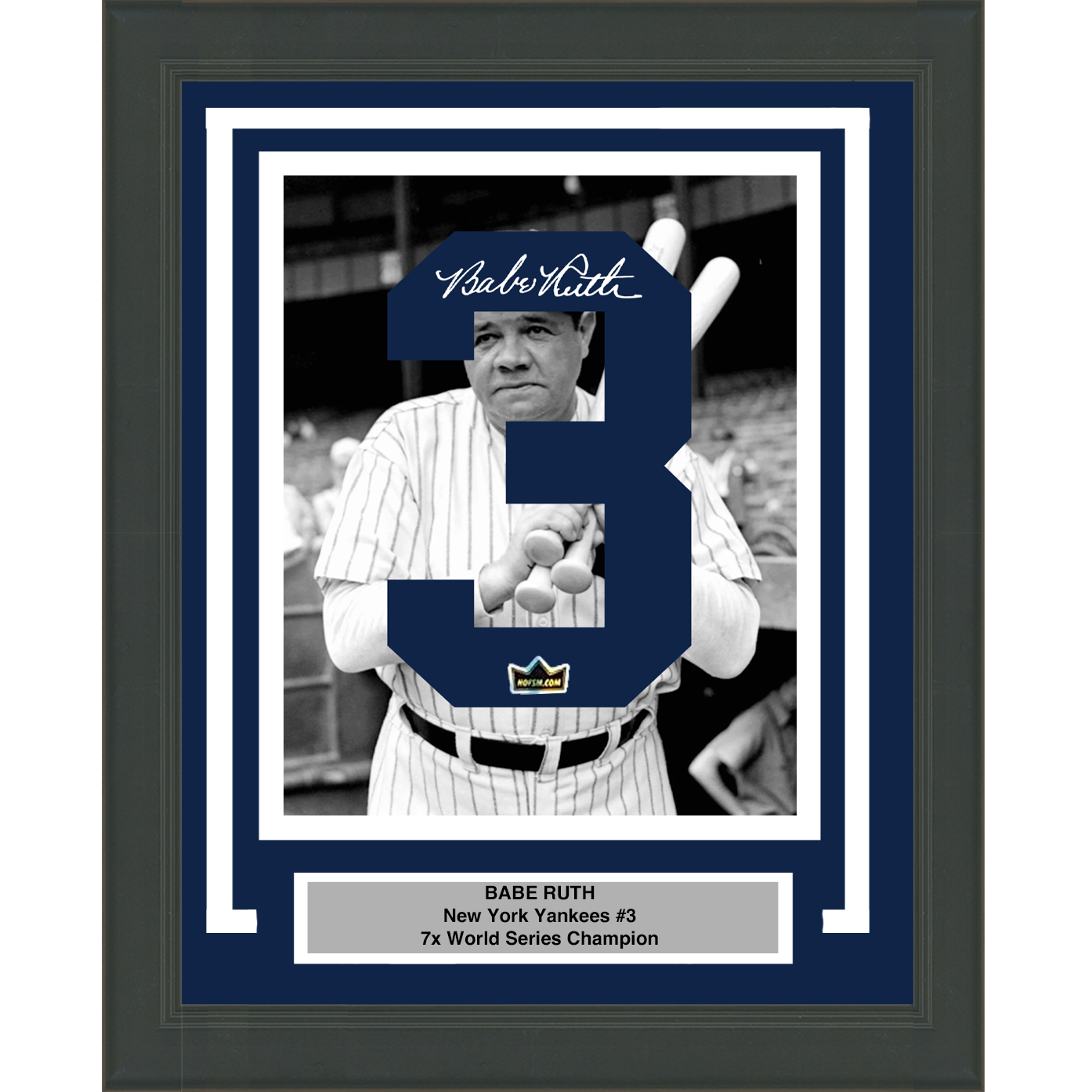 Framed Babe Ruth Facsimile Autographed Jersey Number 20x24 New York Yankees Reprint Laser Auto Baseball Photo