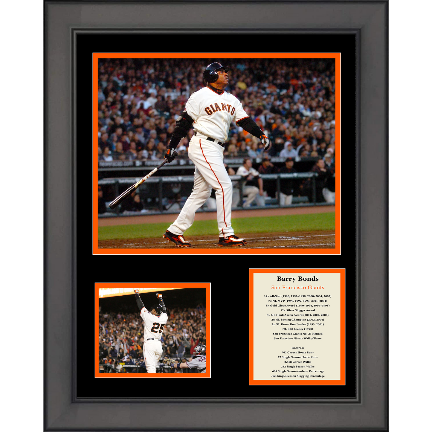 Framed Barry Bonds San Francisco Giants Baseball 11"x14" Three Photo Collage