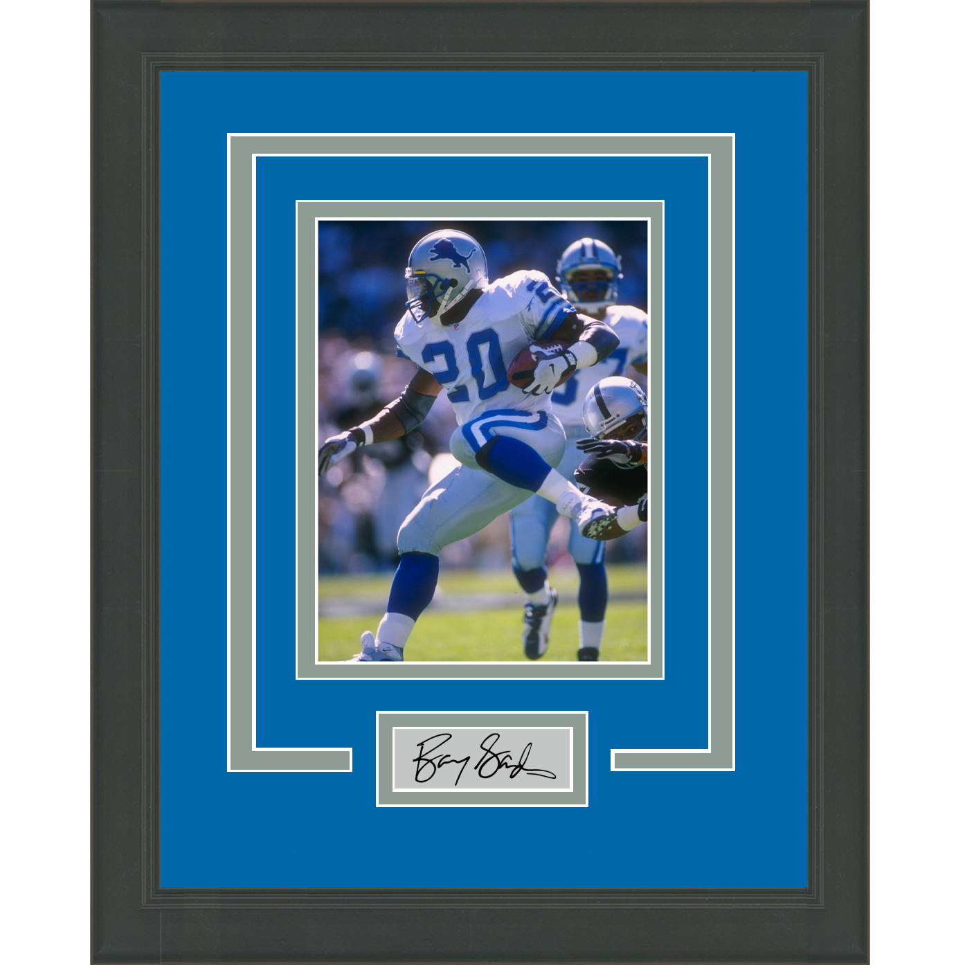 Framed Barry Sanders Facsimile Laser Engraved Signature Auto Detroit Lions 11x14 Football Photo