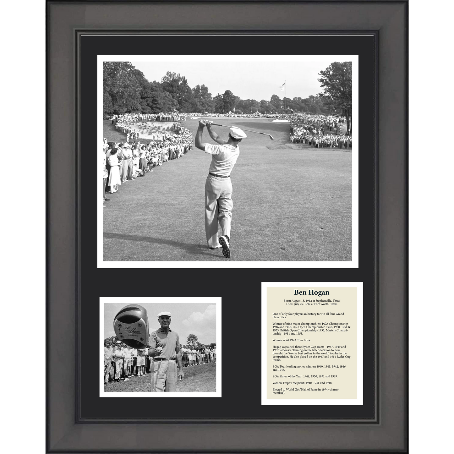 Framed Ben Hogan Hall of Fame PGA Golf 11"x14" Three Photo Collage