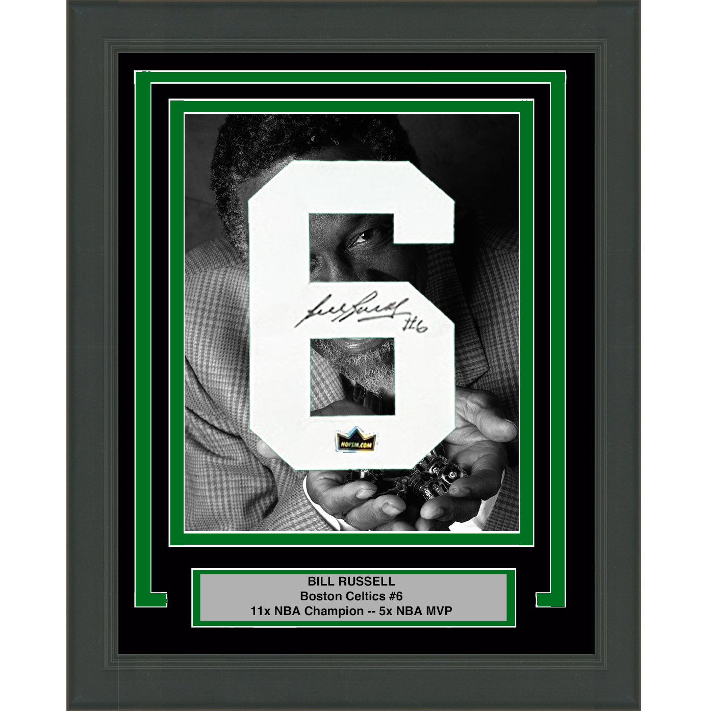 Framed Bill Russell Facsimile Autographed Jersey Number 20x24 Boston Celtics Reprint Laser Auto Basketball Photo