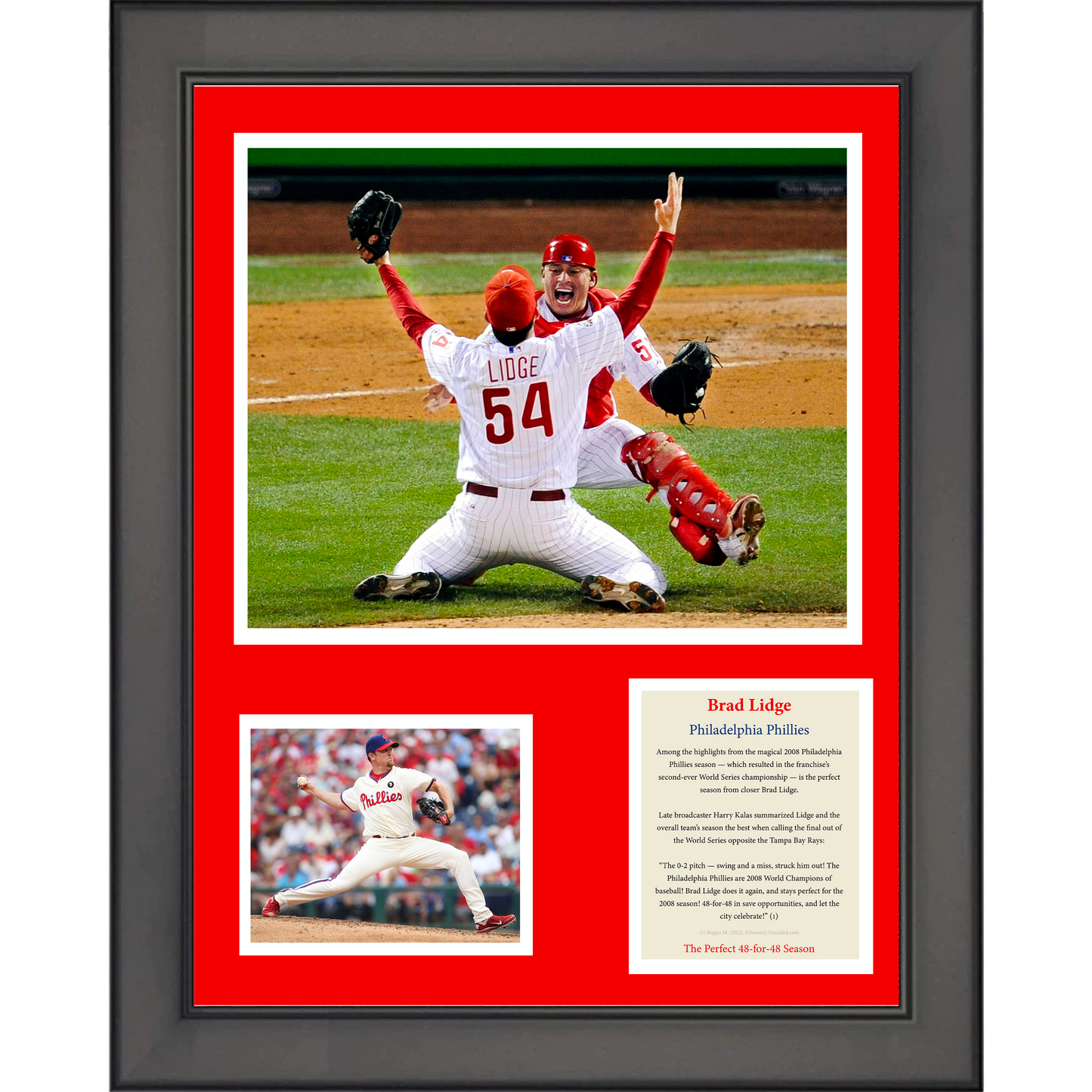 Framed Brad Lidge 2008 Perfect 48-for-48 Season Philadelphia Phillies 11"x14" Baseball Three Photo Collage