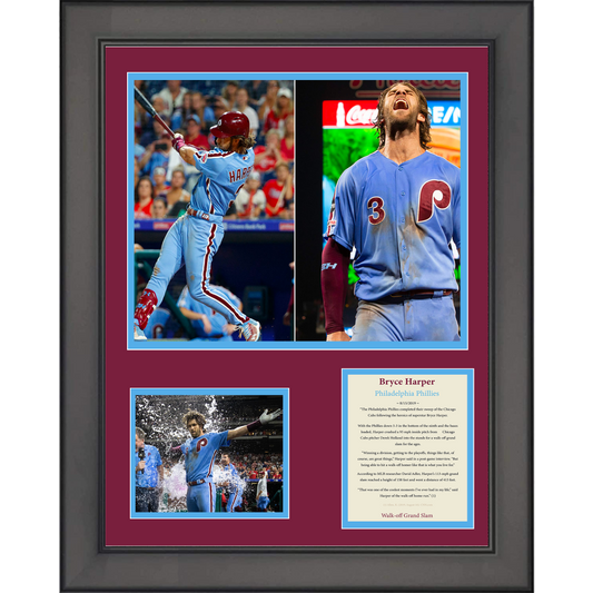 Framed Bryce Harper Walk-off Grand Slam Philadelphia Phillies 11"x14" Baseball Three Photo Collage