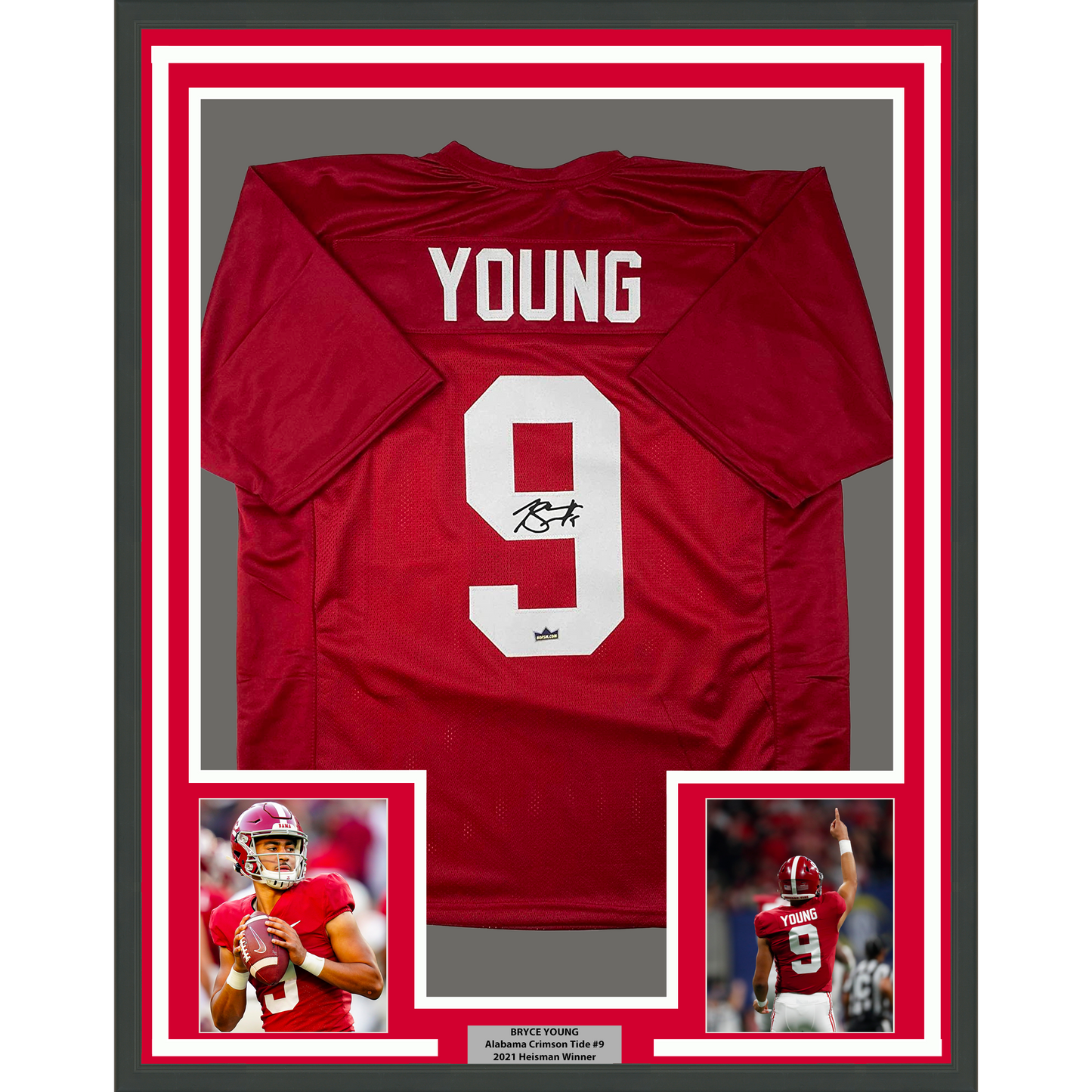 Framed Facsimile Autographed Bryce Young 35x39 Alabama Red Reprint Laser Auto College Football Jersey