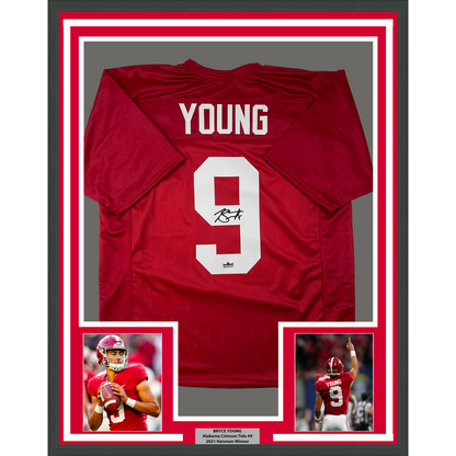 Framed Facsimile Autographed Bryce Young 35x39 Alabama Red Reprint Laser Auto College Football Jersey