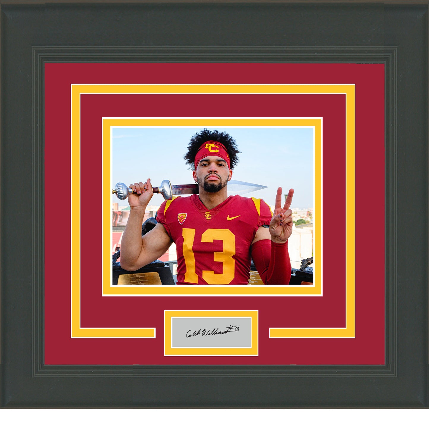 Framed Caleb Williams Facsimile Laser Engraved Signature Auto USC Trojans 11x14 Football Photo