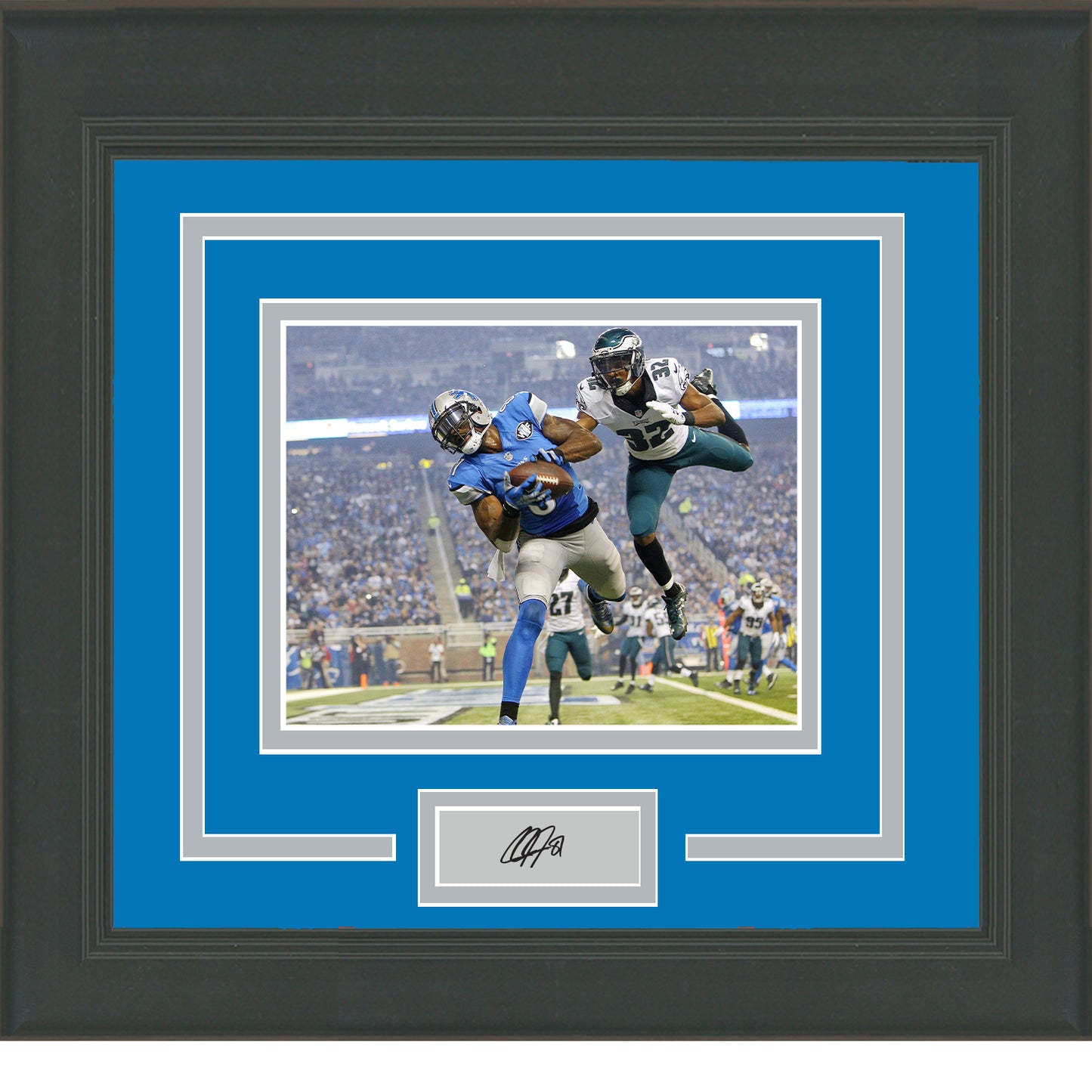 Framed Calvin Johnson Facsimile Laser Engraved Signature Auto Detroit Lions 11x14 Football Photo