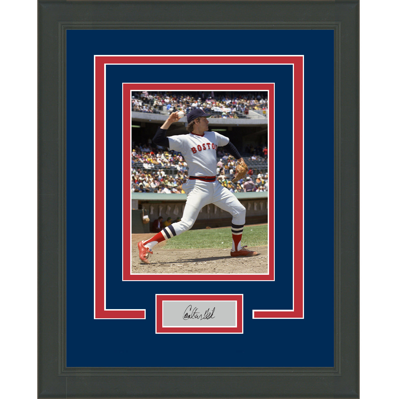Framed Carlton Fisk Facsimile Laser Engraved Signature Auto Boston Red Sox 11x14 Baseball Photo