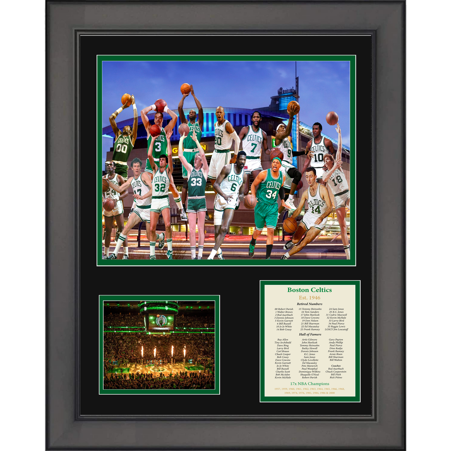 Framed Boston Celtics All-Time Greats Legends 11"x14" Basketball Three Photo Collage