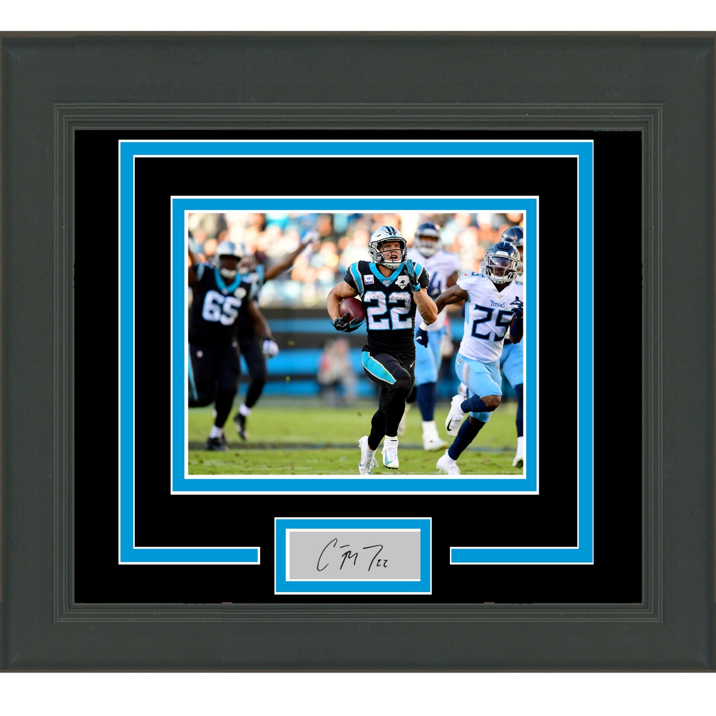 Framed Christian McCaffrey Facsimile Laser Engraved Signature Auto Carolina Panthers 11x14 Football Photo