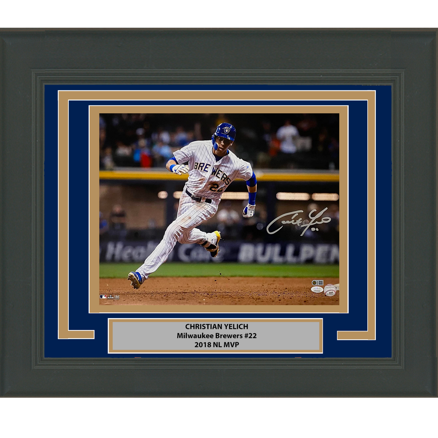 Framed Autographed/Signed Christian Yelich Milwaukee Brewers 16x20 Baseball Photo JSA COA