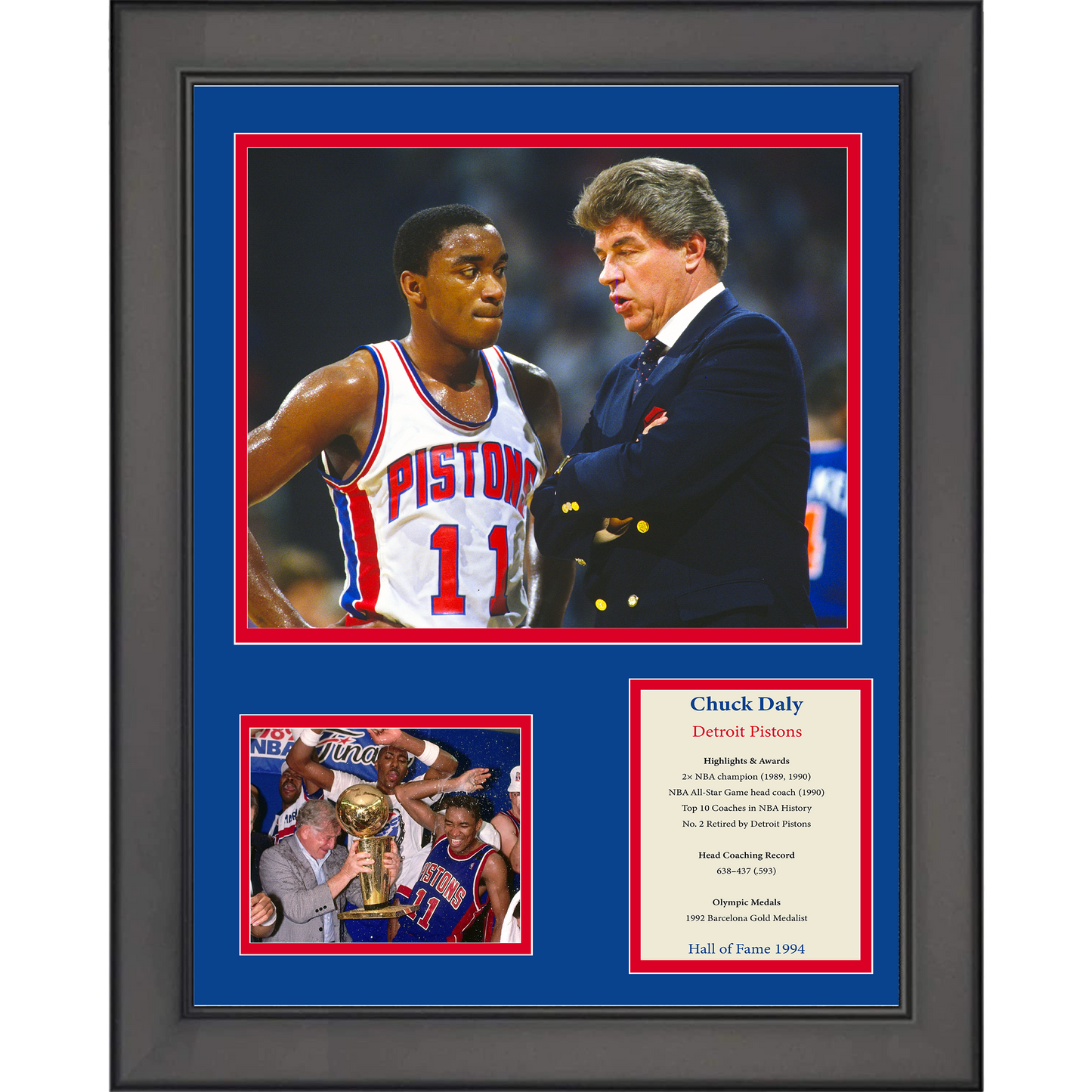 Framed Chuck Daly Hall of Fame Basketball 11"x14" Three Photo Collage