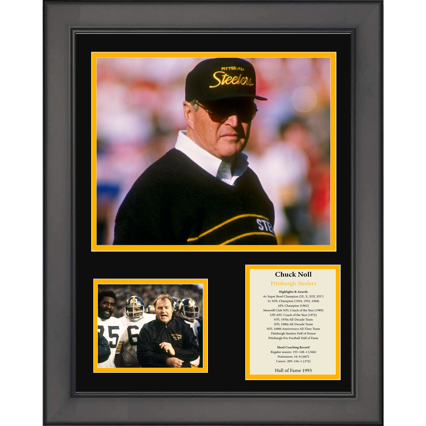 Framed Chuck Noll Hall of Fame Pittsburgh Steelers 11"x14" Football Three Photo Collage
