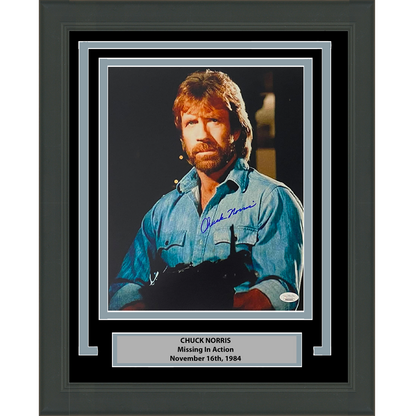 Framed Autographed/Signed Chuck Norris Missing in Action 11x14 Movie Photo JSA COA #7