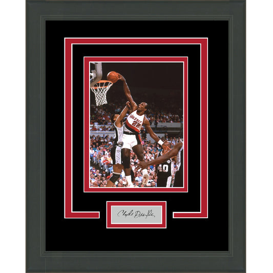 Framed Clyde Drexler Facsimile Laser Engraved Signature Auto Portland Trail Blazers 11x14 Basketball Photo