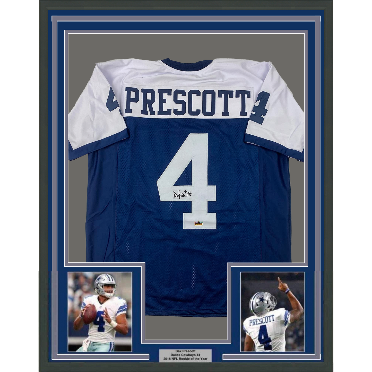 Framed Facsimile Autographed Dak Prescott 35x39 Dallas Thanksgiving Day Reprint Laser Auto Football Jersey Size Men's XL