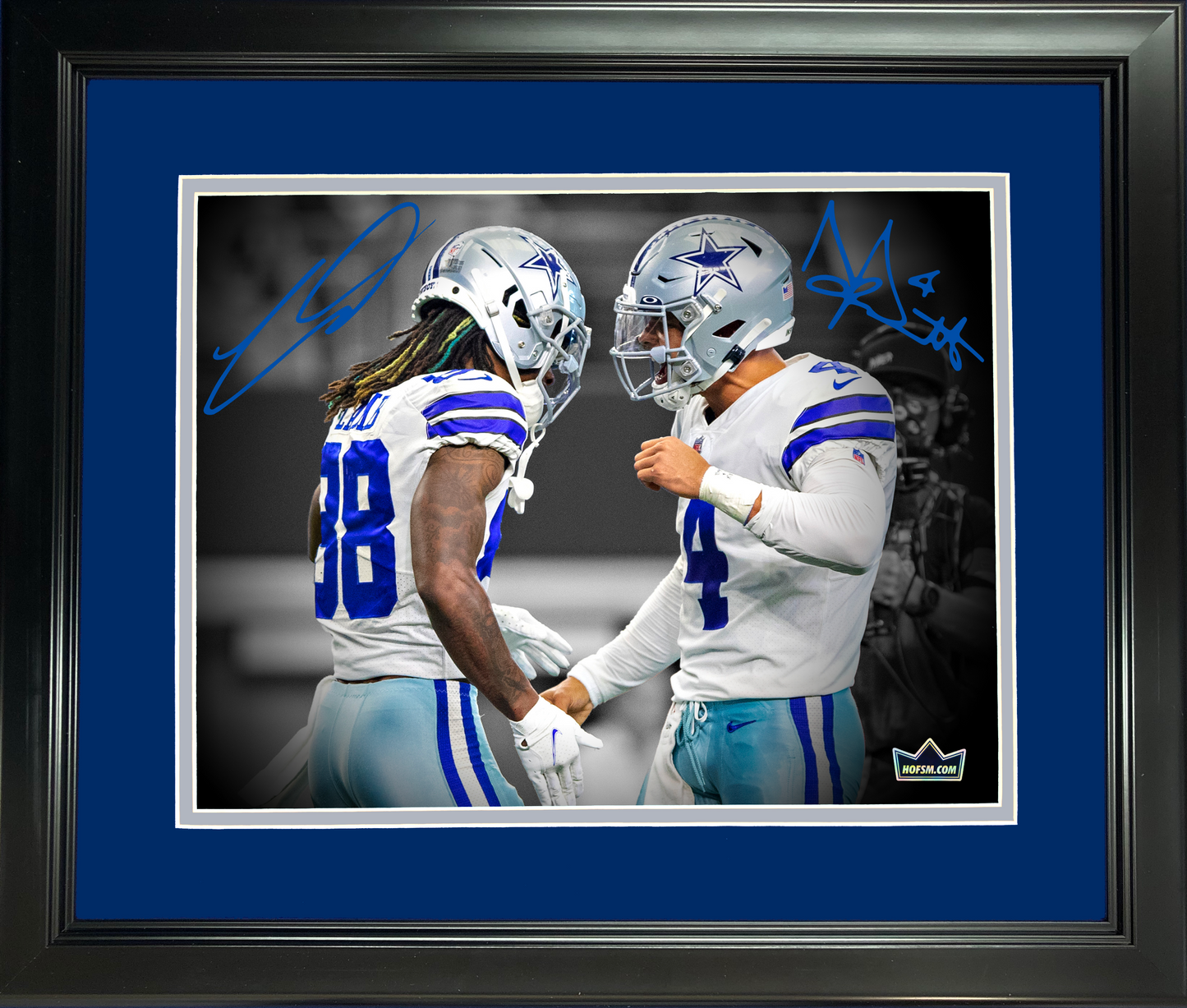 Framed Dak Prescott CeeDee Lamb Dallas Cowboys Dual Facsimile Laser Engraved Signature Auto 11"x14" Football Photo HOFSM Holo