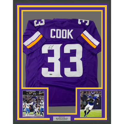 Framed Facsimile Autographed Dalvin Cook 35x39 Minnesota Purple Reprint Laser Auto Football Jersey