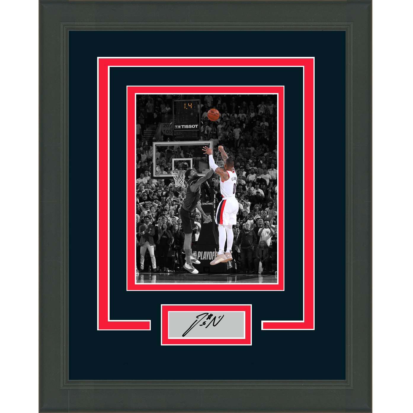 Framed Damian Lillard Facsimile Laser Engraved Signature Auto Portland Trail Blazers 11x14 Basketball Photo