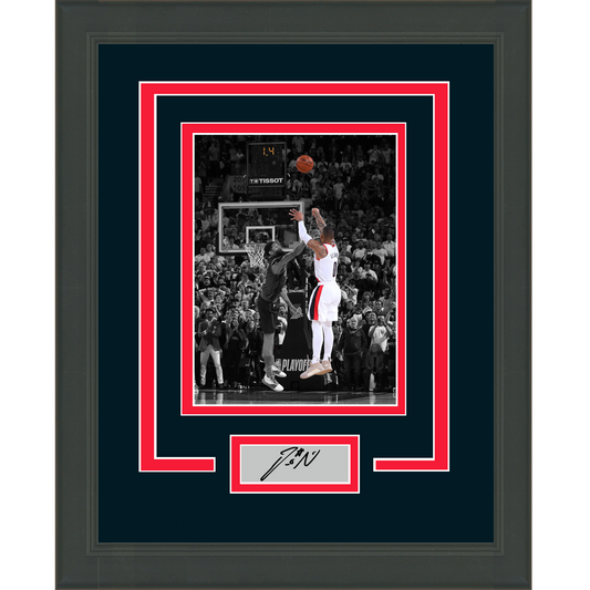 Framed Damian Lillard Facsimile Laser Engraved Signature Auto Portland Trail Blazers 11x14 Basketball Photo