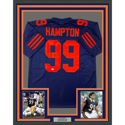 Framed Autographed/Signed Dan Hampton 35x39 Chicago Color Rush Football Jersey Beckett BAS COA