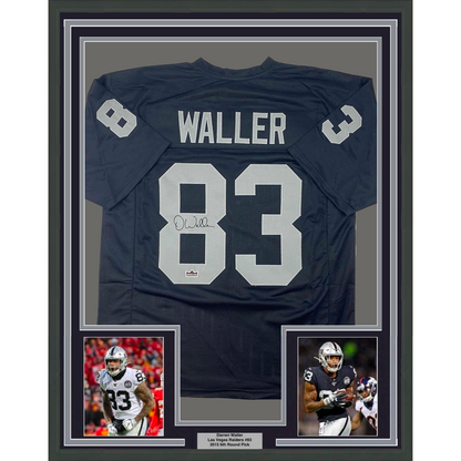 Framed Facsimile Autographed Darren Waller 35x39 Oakland Las Vegas Black Reprint Laser Auto Football Jersey