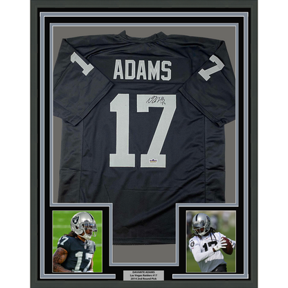 Framed Facsimile Autographed Davante Adams 35x39 Oakland Las Vegas Black Reprint Laser Auto Football Jersey