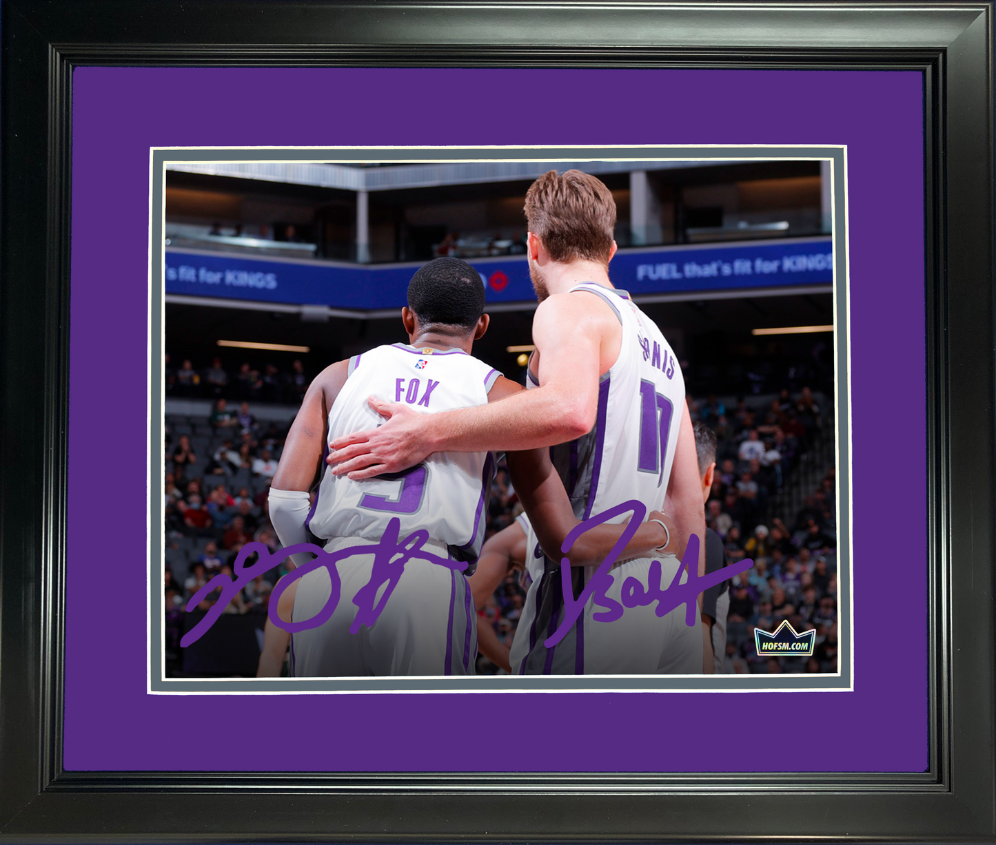 Framed De'Aaron Fox & Domantas Sabonis Sacramento Kings Dual Facsimile Laser Engraved Signature Auto 11"x14" Basketball Photo HOFSM Holo