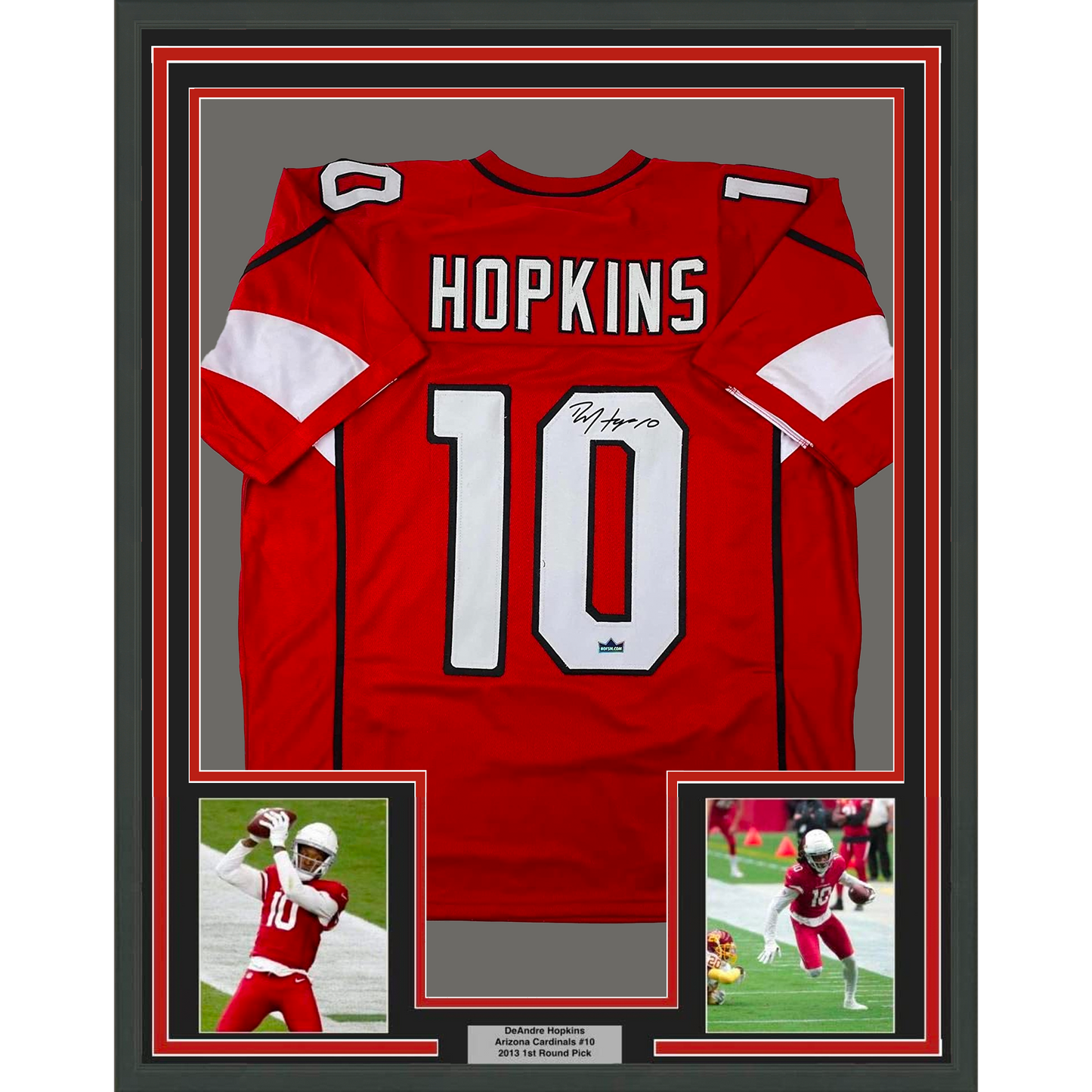 Framed Facsimile Autographed DeAndre Hopkins 35x39 Arizona Red Reprint Laser Auto Football Jersey